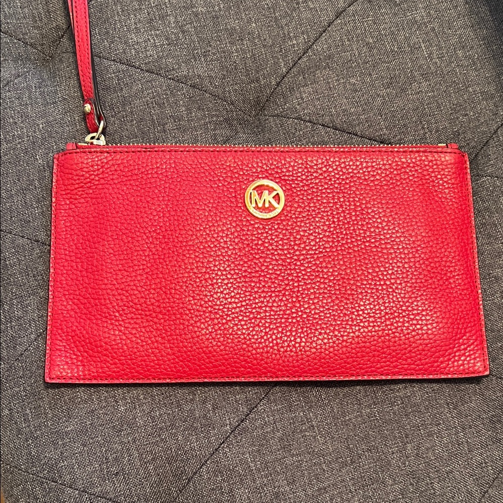 Michael Kors Vibrant Red Wristlet with Gold Accent
